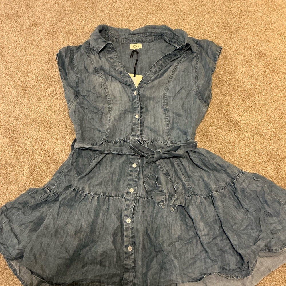Elan Light Blue Denim Shirt Dress
